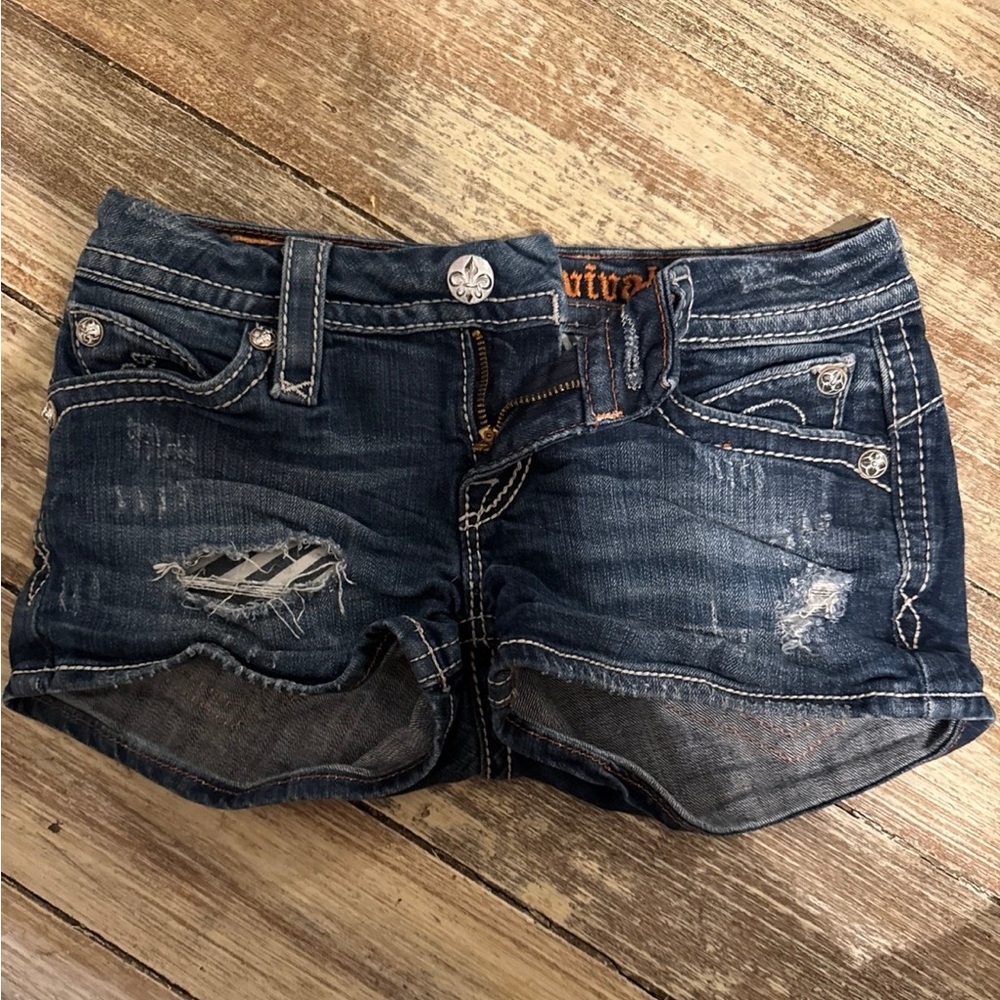 Rock Revival Distressed Sasha Blue Jean Shorts-25